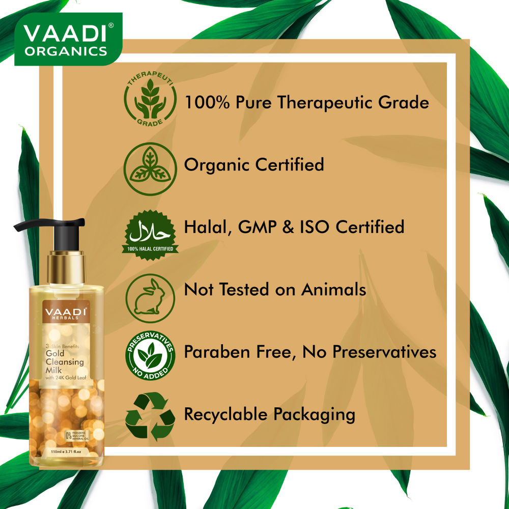 Vaadi Herbals Gold Cleansing Milk With 24k Gold Leaf - 3-skin Benefits