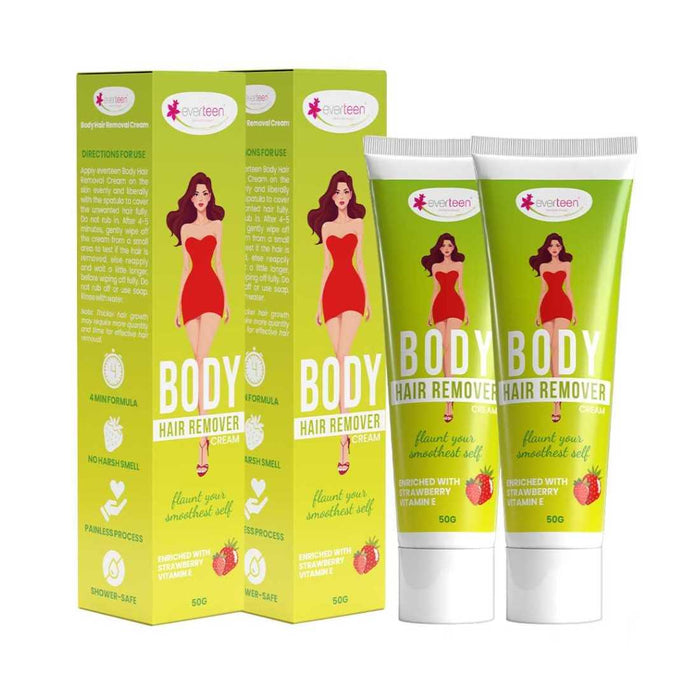 Everteen Body Hair Remover Cream - Strawberry, Vitamin E & Almond Oil
