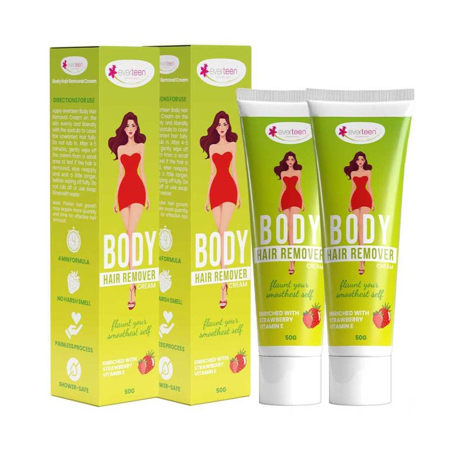 Everteen Body Hair Remover Cream - Strawberry, Vitamin E & Almond Oil