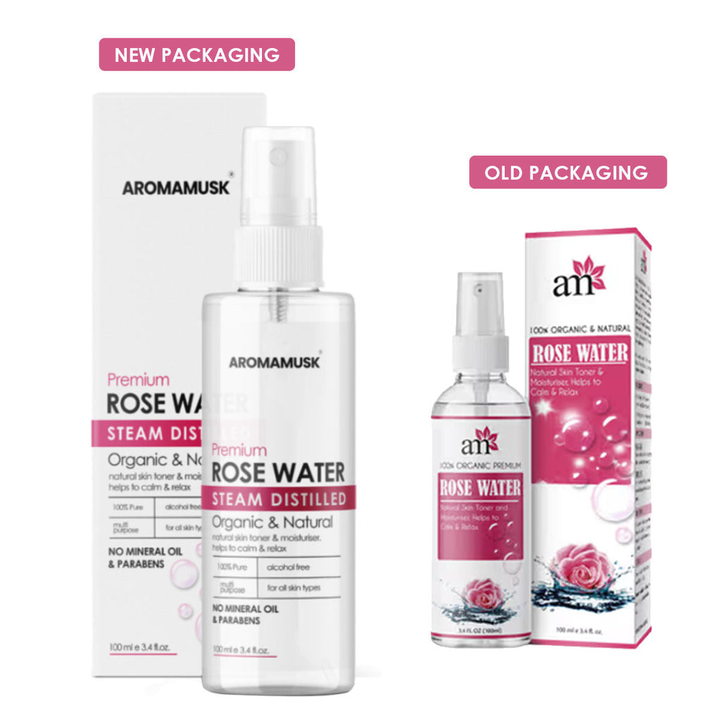 AromaMusk 100% Organic & Natural Premium Rose Water For Face & Skin