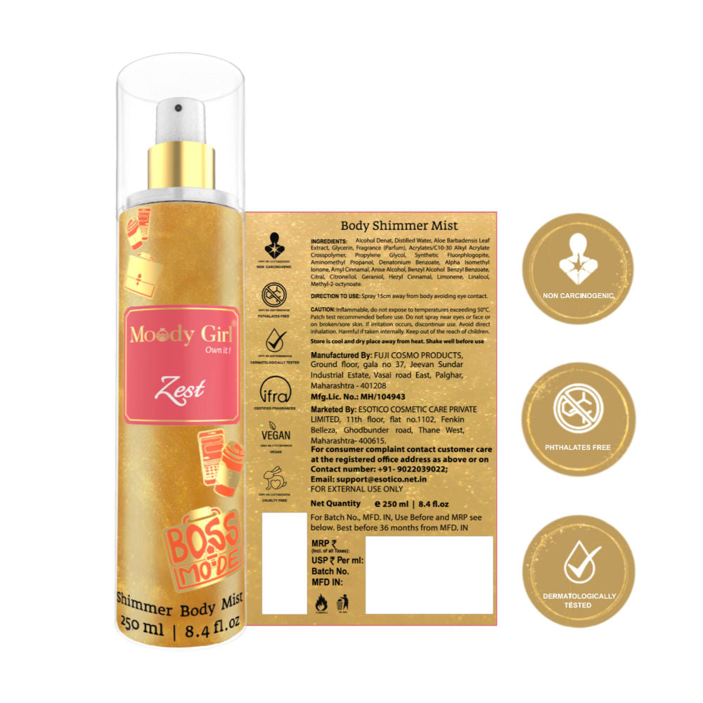 Moody Girl Zest Luxury Shimmer Body Mist