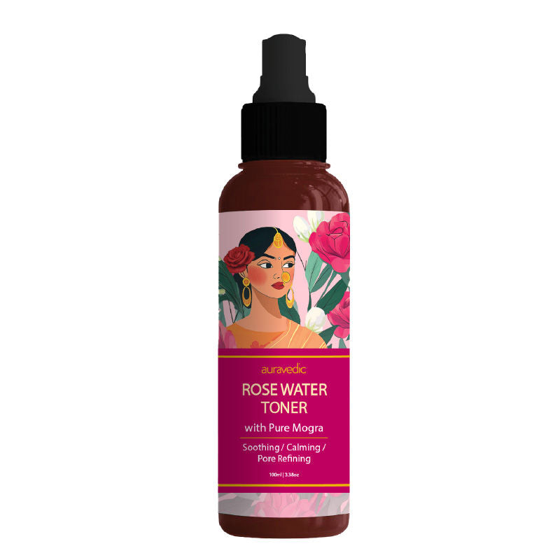 Auravedic Rose Water Face Toner Spray Mogra Rose Water Spray Toner for Glowing Skin Toner Mist