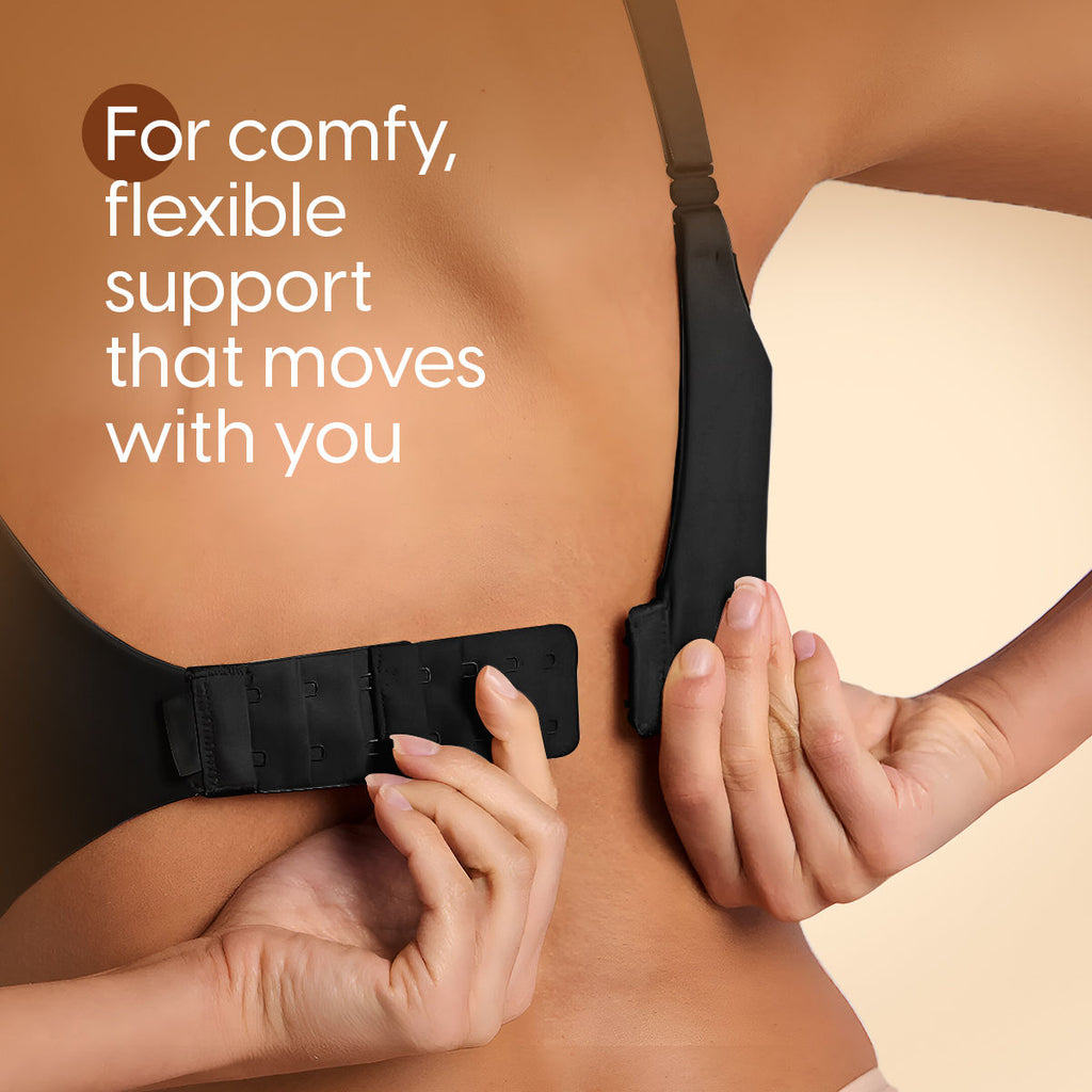 Matra Bra Extender Stretchable Elastic Extension Strap Adjustable Buckle Clasp 2 Hook 3 Eye Black
