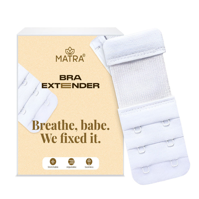 Matra Bra Extender Stretchable Elastic Extension Strap Adjustable Buckle Clasp 2 Hook 3 Eye - White