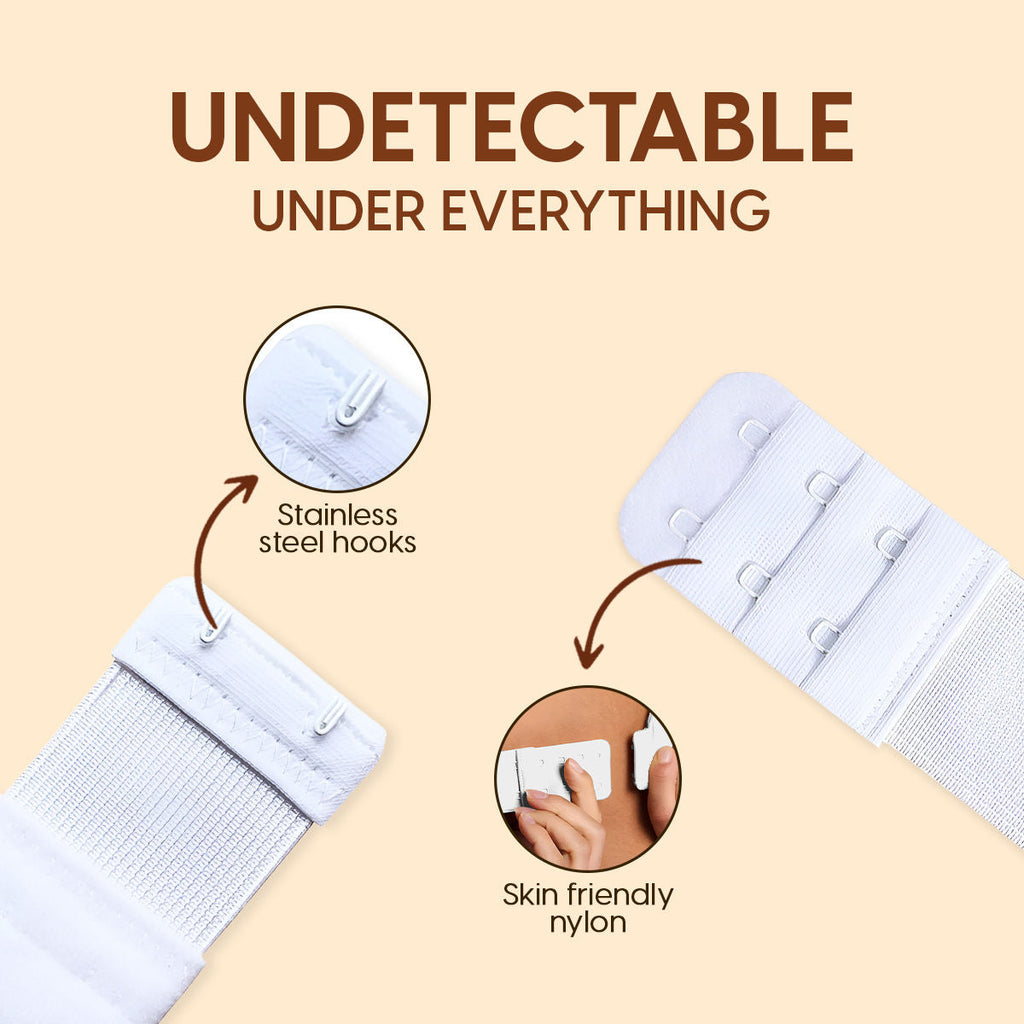 Matra Bra Extender Stretchable Elastic Extension Adjustable Strap 2 Hook 3 Eye White Beige Black