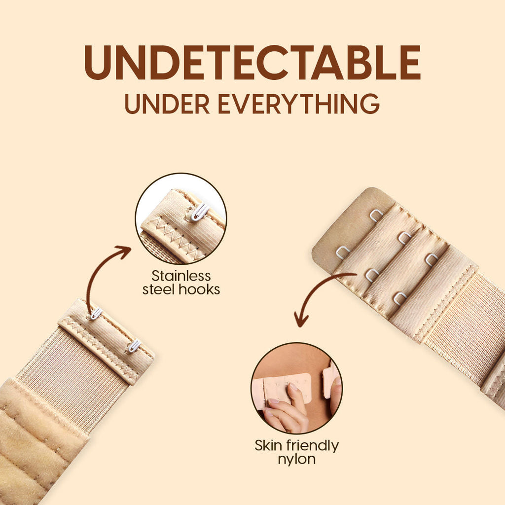 Matra Bra Extender Stretchable Elastic Extension Strap Adjustable Buckle 2 Hook 3 Eye Beige White