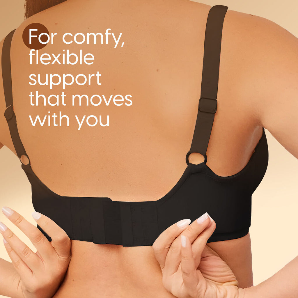 Matra Bra Extender Stretchable Elastic Extension Strap Adjustable Buckle Clasp 3 Hook 3 Eye - Black