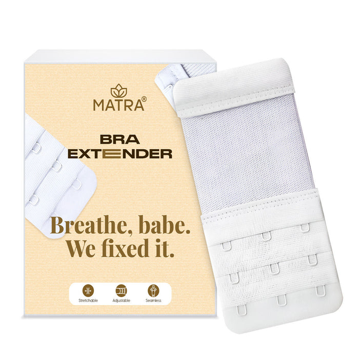 Matra Bra Extender Stretchable Elastic Extension Strap Adjustable Buckle Clasp 3 Hook 3 Eye - White