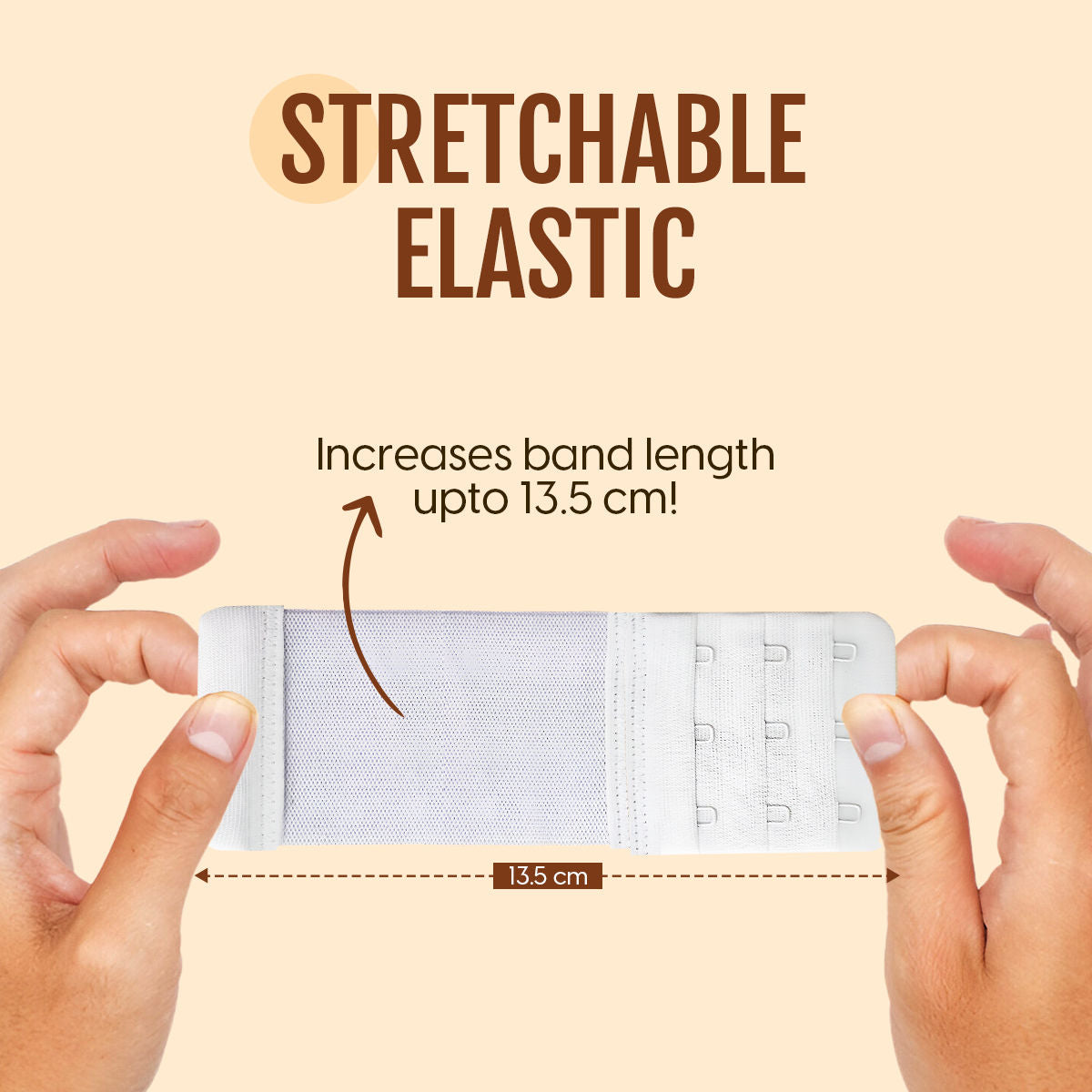 Matra Bra Extender Stretchable Elastic Extension Strap Adjustable Buckle Clasp 3 Hook 3 Eye - White