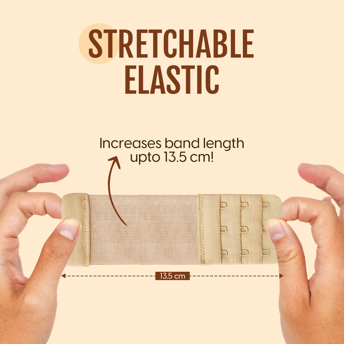 Matra Bra Extender Stretchable Elastic Extension Strap Adjustable Buckle 3 Hook 3 Eye Beige Black