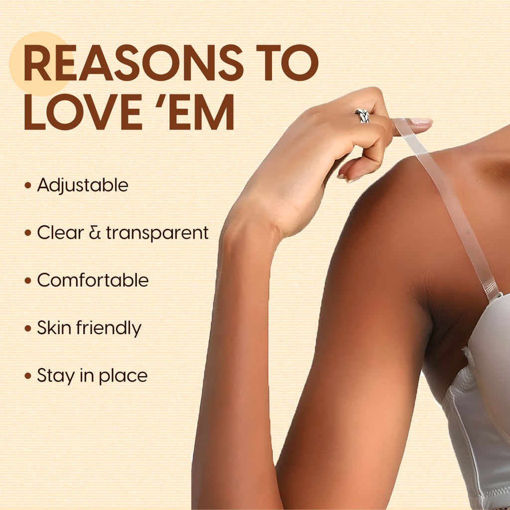 Matra Transparent Bra Straps Adjustable Detachable Clear Invisible Reusable Silicone Elastic Straps
