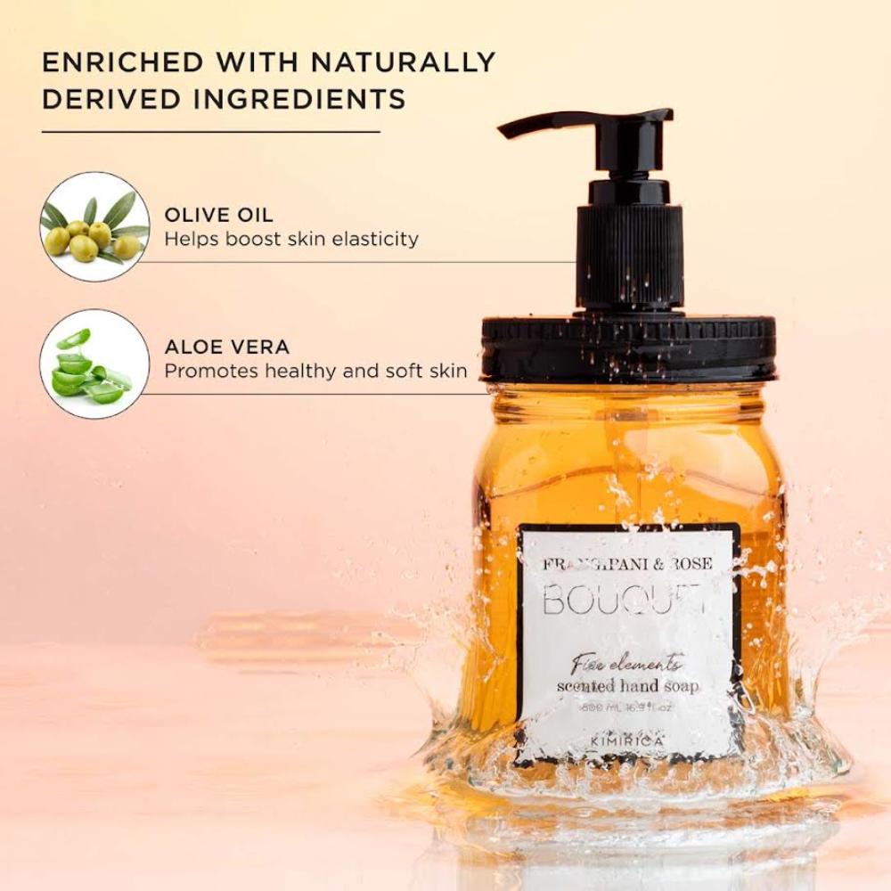 Kimirica Bouquet Hand Soap With Goodness Of Frangipani And Rose- 100% Vegan & Paraben Free