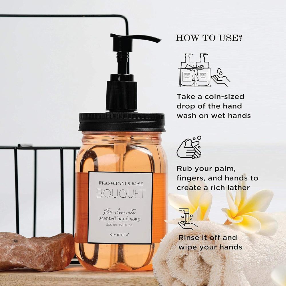 Kimirica Bouquet Hand Soap With Goodness Of Frangipani And Rose- 100% Vegan & Paraben Free