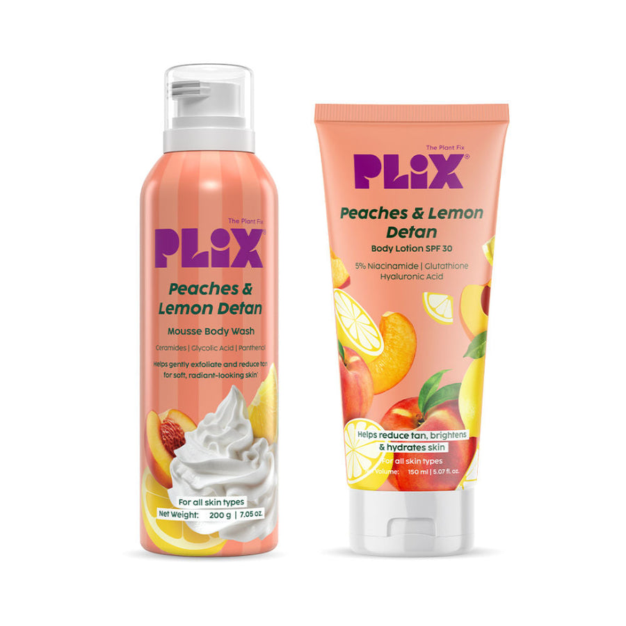 Plix Peaches & Lemon De-Tan Body Care Duo For Smooth & Hydrated Skin
