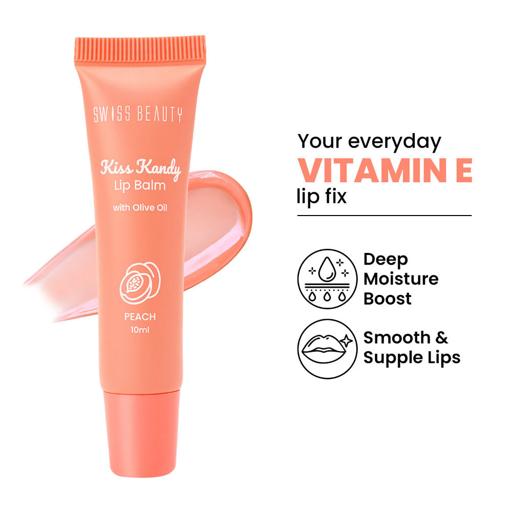 Swiss Beauty Kiss Kandy Tinted Lip Balm, Non-Sticky with Olive Oil & Vitamin E