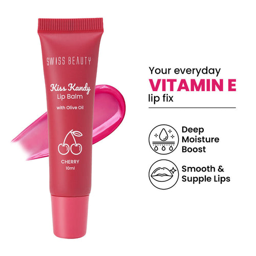 Swiss Beauty Kiss Kandy Tinted Lip Balm, Non-Sticky with Olive Oil & Vitamin E
