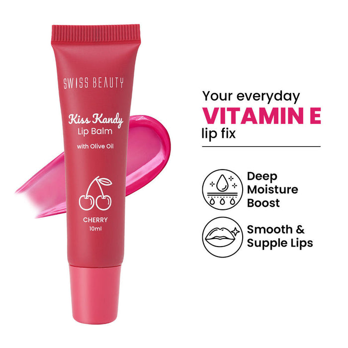 Swiss Beauty Kiss Kandy Tinted Lip Balm, Non-Sticky with Olive Oil & Vitamin E