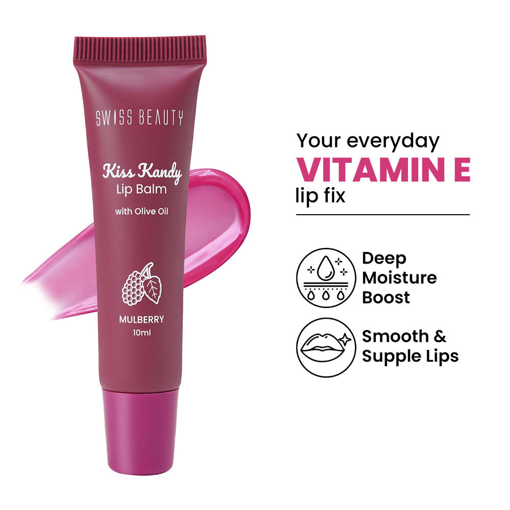 Swiss Beauty Kiss Kandy Tinted Lip Balm, Non-Sticky with Olive Oil & Vitamin E
