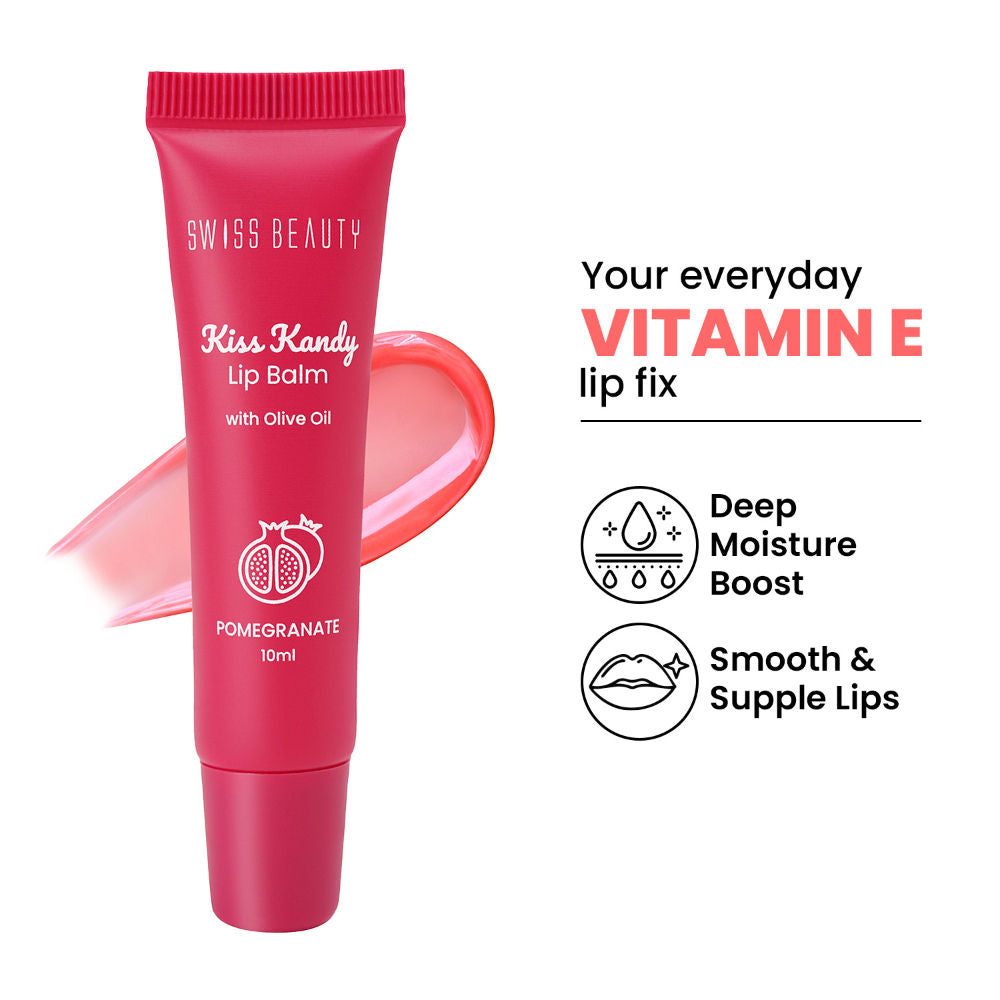 Swiss Beauty Kiss Kandy Tinted Lip Balm, Non-Sticky with Olive Oil & Vitamin E