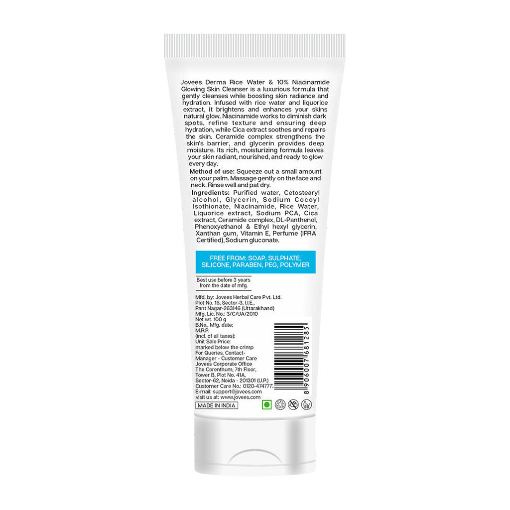 Jovees Derma Rice Face Water 10% Niacinamide Glowing Skin Cleanser