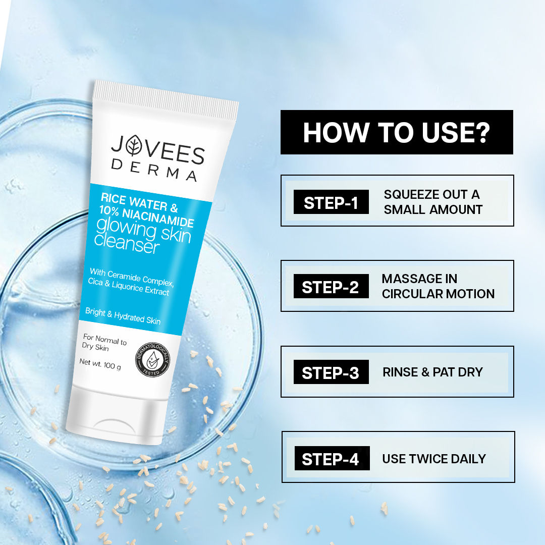 Jovees Derma Rice Face Water 10% Niacinamide Glowing Skin Cleanser