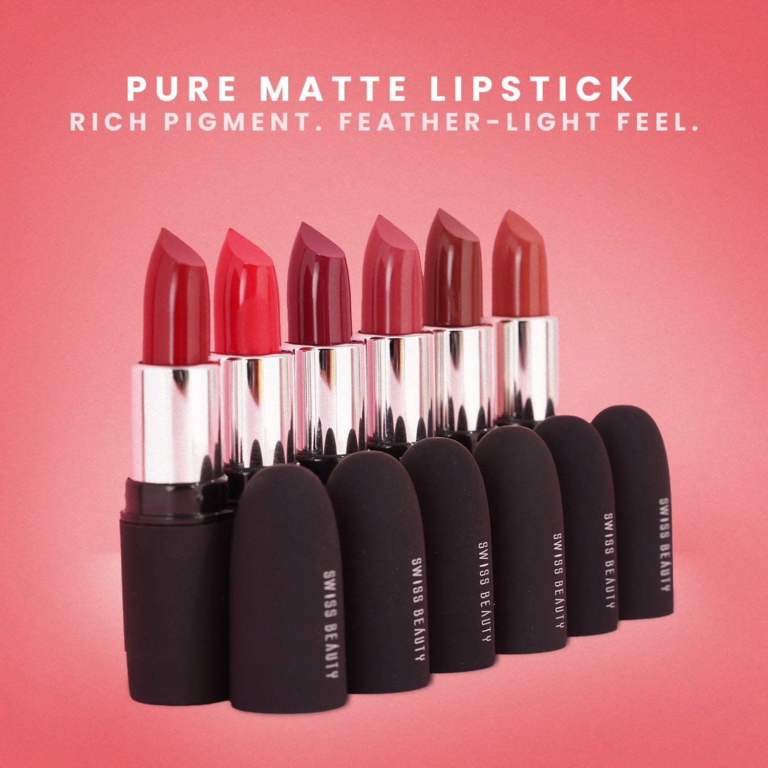 Swiss Beauty Pure Matte Lipstick , Non-Drying, Smooth Glide, Long Lasting