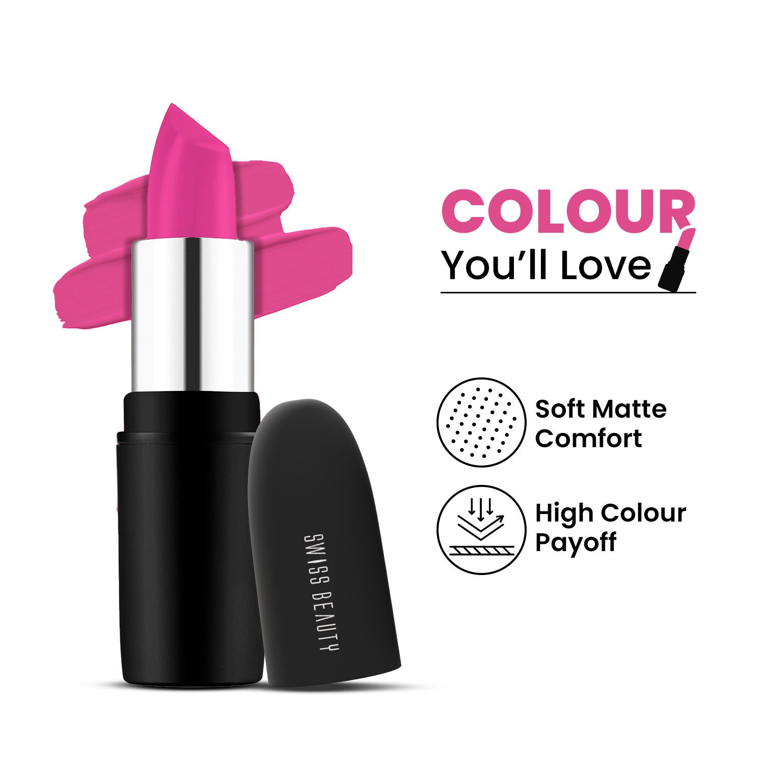 Swiss Beauty Pure Matte Lipstick , Non-Drying, Smooth Glide, Long Lasting