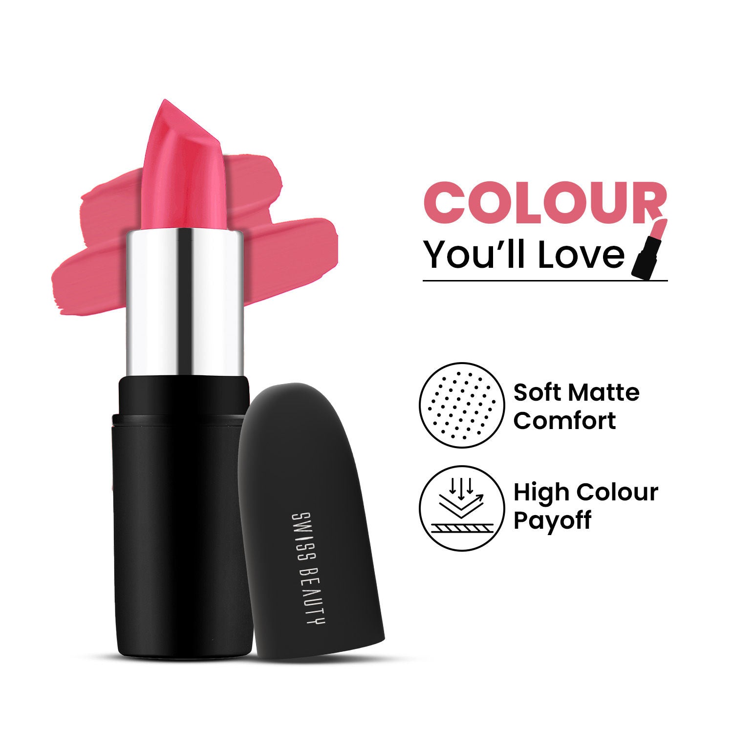 Swiss Beauty Pure Matte Lipstick , Non-Drying, Smooth Glide, Long Lasting