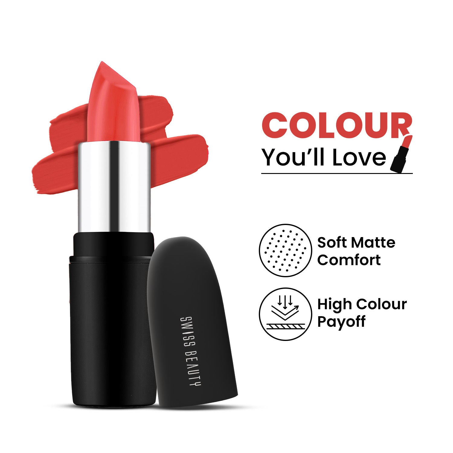 Swiss Beauty Pure Matte Lipstick , Non-Drying, Smooth Glide, Long Lasting