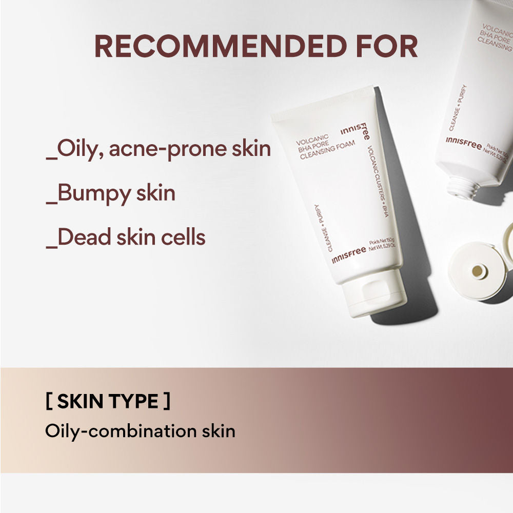 Innisfree Volcanic Clusters BHA Foaming Daily Cleanser For Excess Oil, Clogged Pores, Oily Skin