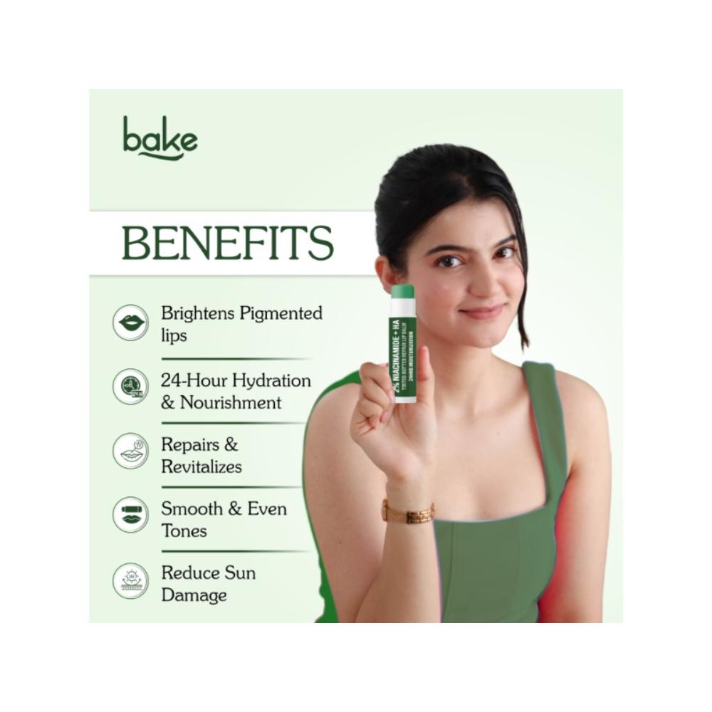 BAKE 2% Niacinamide + Hyaluronic Acid Tinted Lip Balm For Dark, Pigmented & Flaky Lips