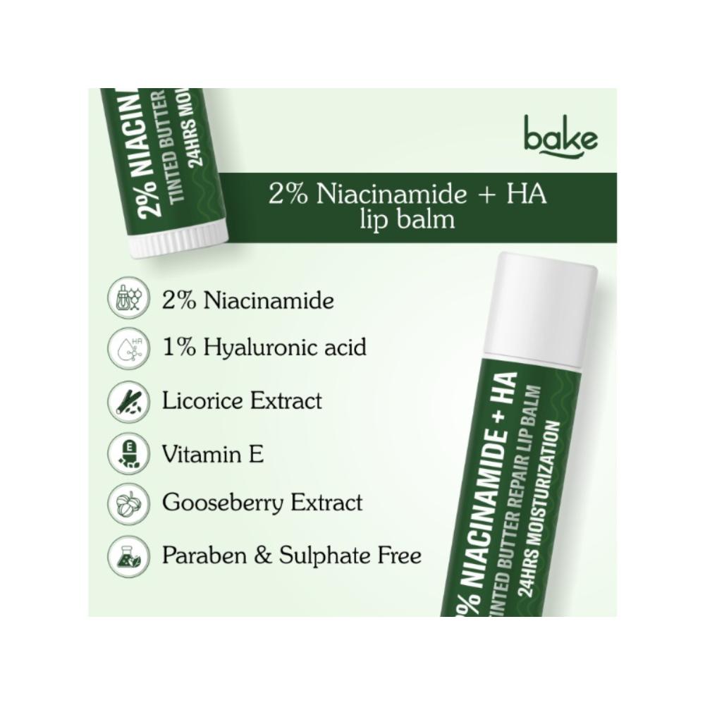BAKE 2% Niacinamide + Hyaluronic Acid Tinted Lip Balm For Dark, Pigmented & Flaky Lips