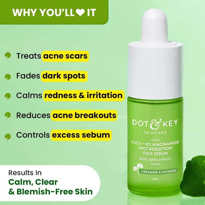 Dot & Key 10% Niacinamide + Cica Face Serum For Oily, Acne Prone Skin & Dark Spots Reduction