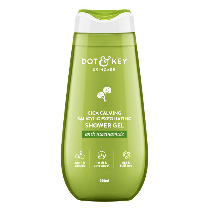 Dot & Key Cica Calming Salicylic Exfoliating Shower Gel, With Niacinamide, Acne & Oil Control
