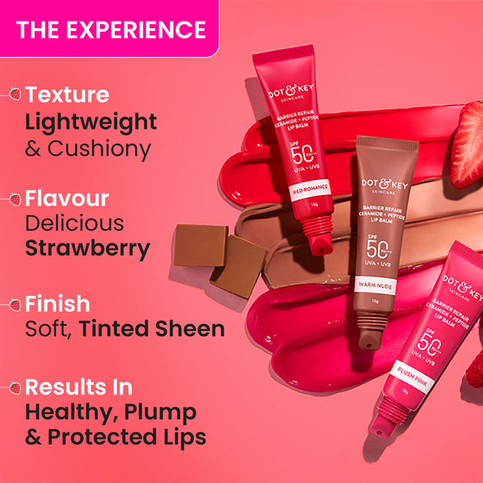 Dot & Key Ceramide & Peptide Barrier Repair SPF 50 PA+++ Tinted Lip Balm For Plump Lips