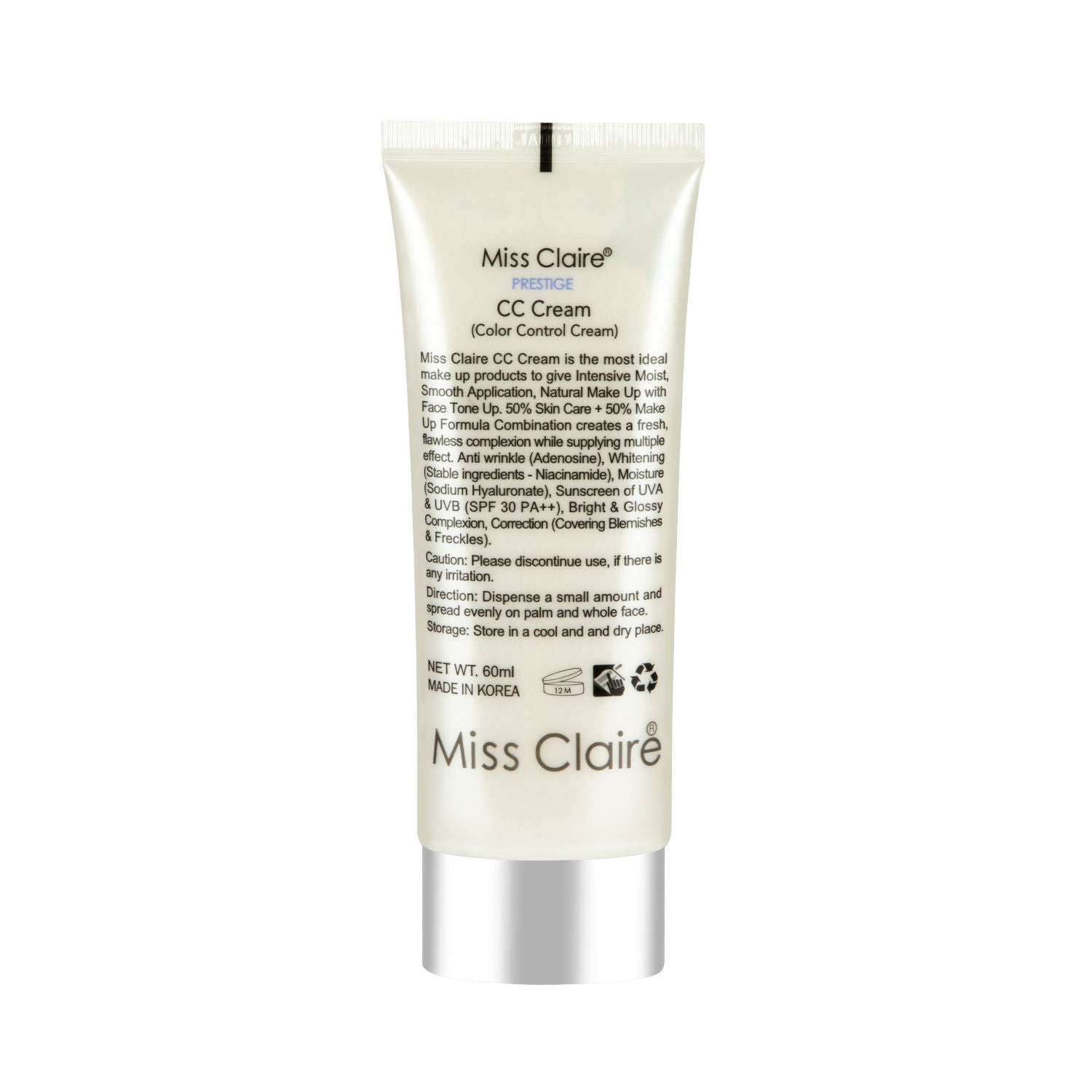 Miss Claire Prestige Cc Cream Whitening Anti Wrinkle Spf 30 Pa++ Color Controler
