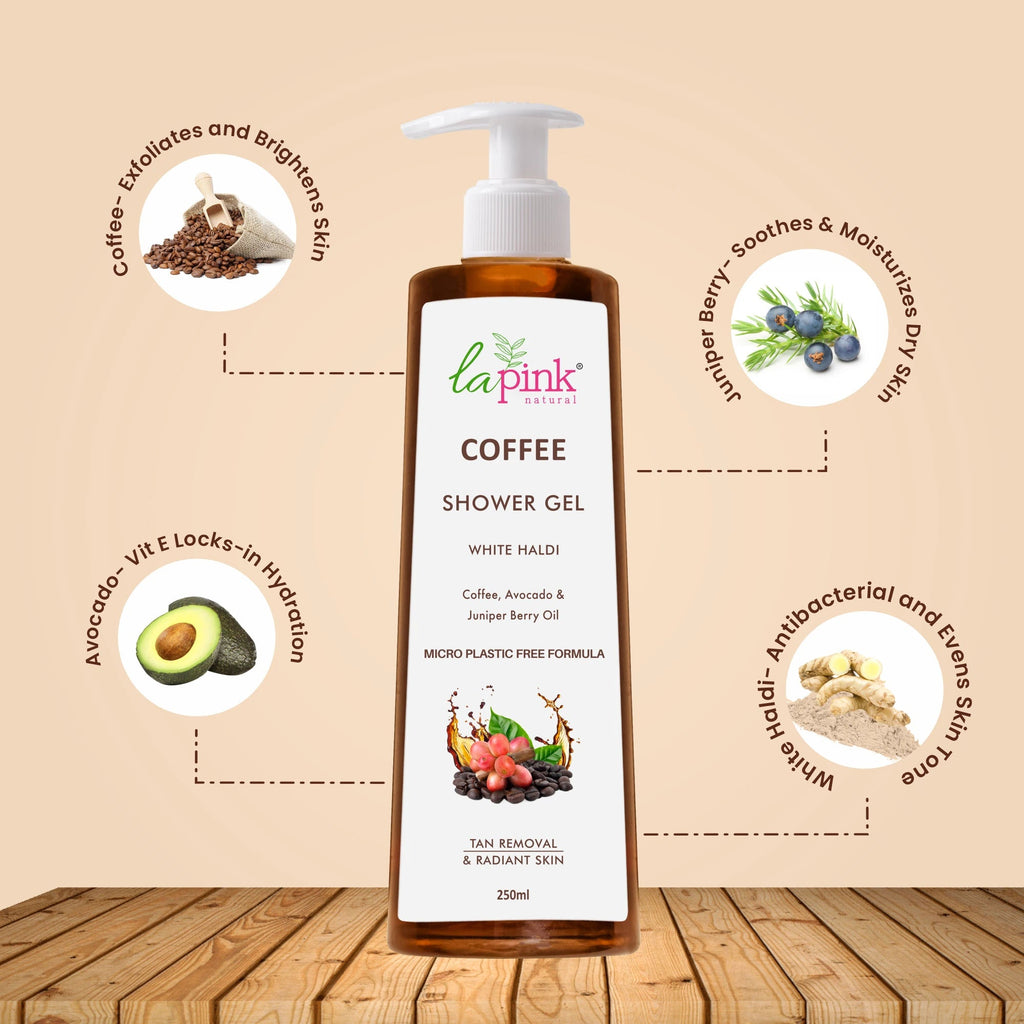 La Pink Coffee Shower Gel Tan Removal Deep Cleansing Soft Radiant Glowing Skin Body Wash