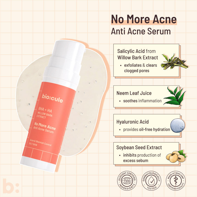 Biocule No More Acne Anti Acne Face Serum - For Acne Prone Skin & Oily Skin