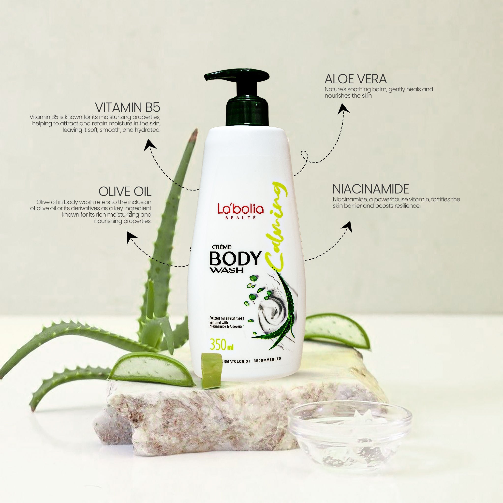 Labolia Beaute Crème & Aloe Vera Body Wash - Prevents Body Acne - Shower Gel, Pack Of 1