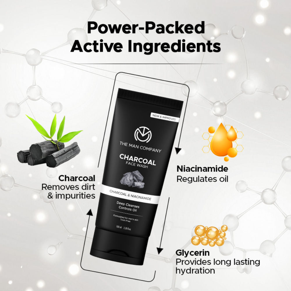 The Man Company Activated Charcoal Face Wash for Purifying Skin & Removes Excess Oil
