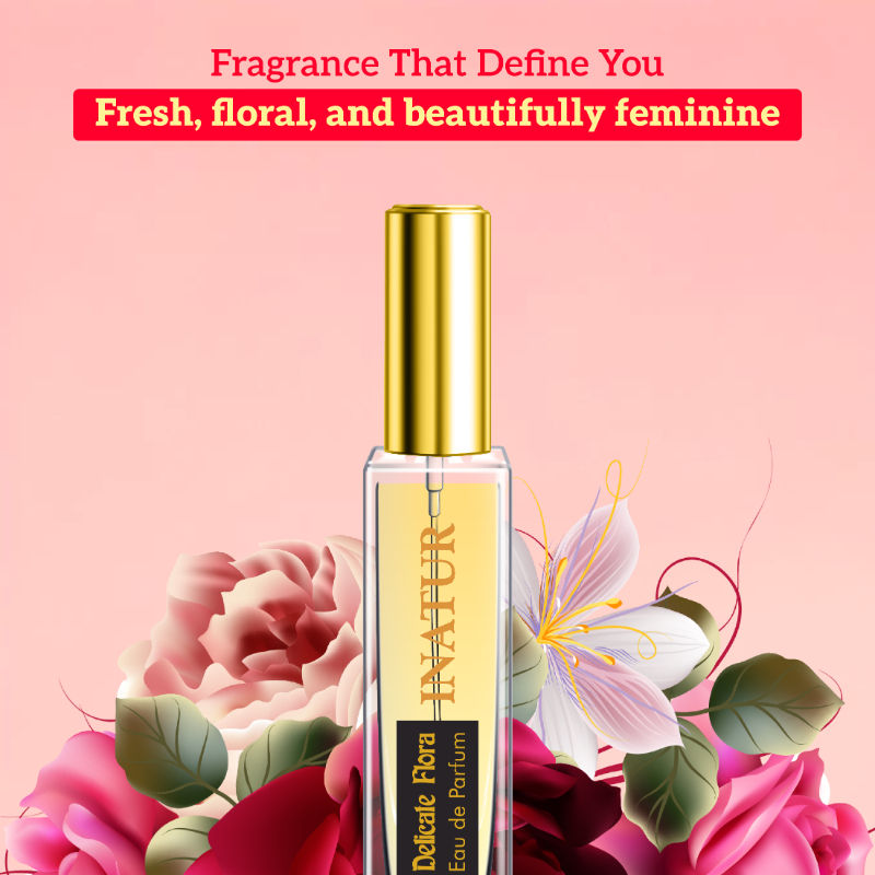inatur Delicate Flora EDP With Floral Citrus & White Florals,Plant-Based Fragrance for All