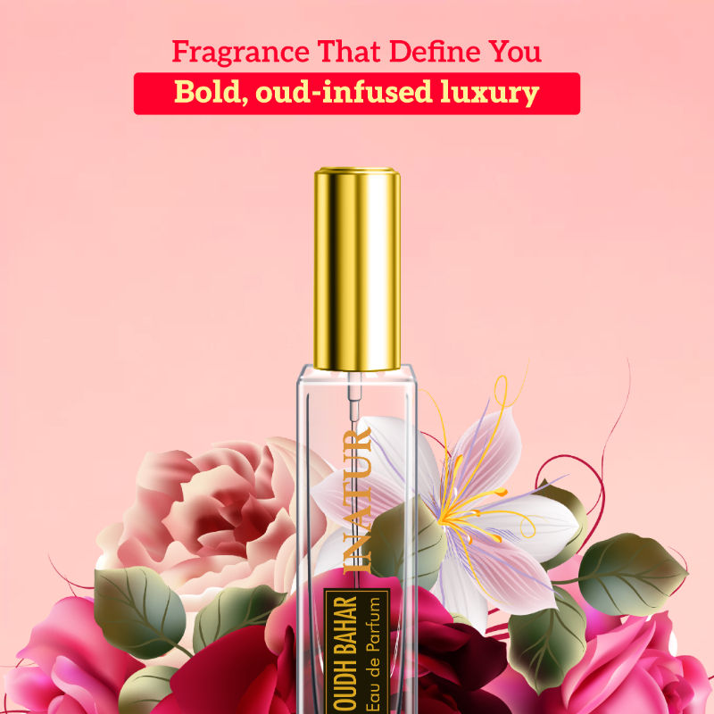 inatur Oudh Bahar Eau De Perfume with Mandarin, Lemon, AquaRose & Agarwood, Natural Extracts, Unisex