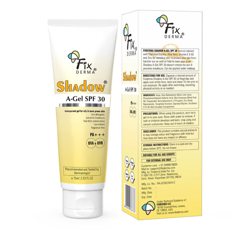 Fixderma Shadow A-Gel SPF 50+ Sunscreen PA+++ For Oily & Acne-Prone Skin UVA & UVB Protection