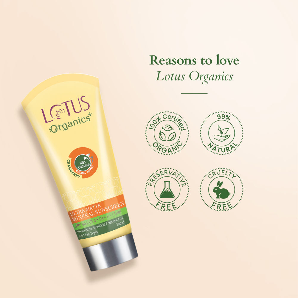 Lotus Organics Ultra Matte Mineral Sunscreen SPF 40 PA+++