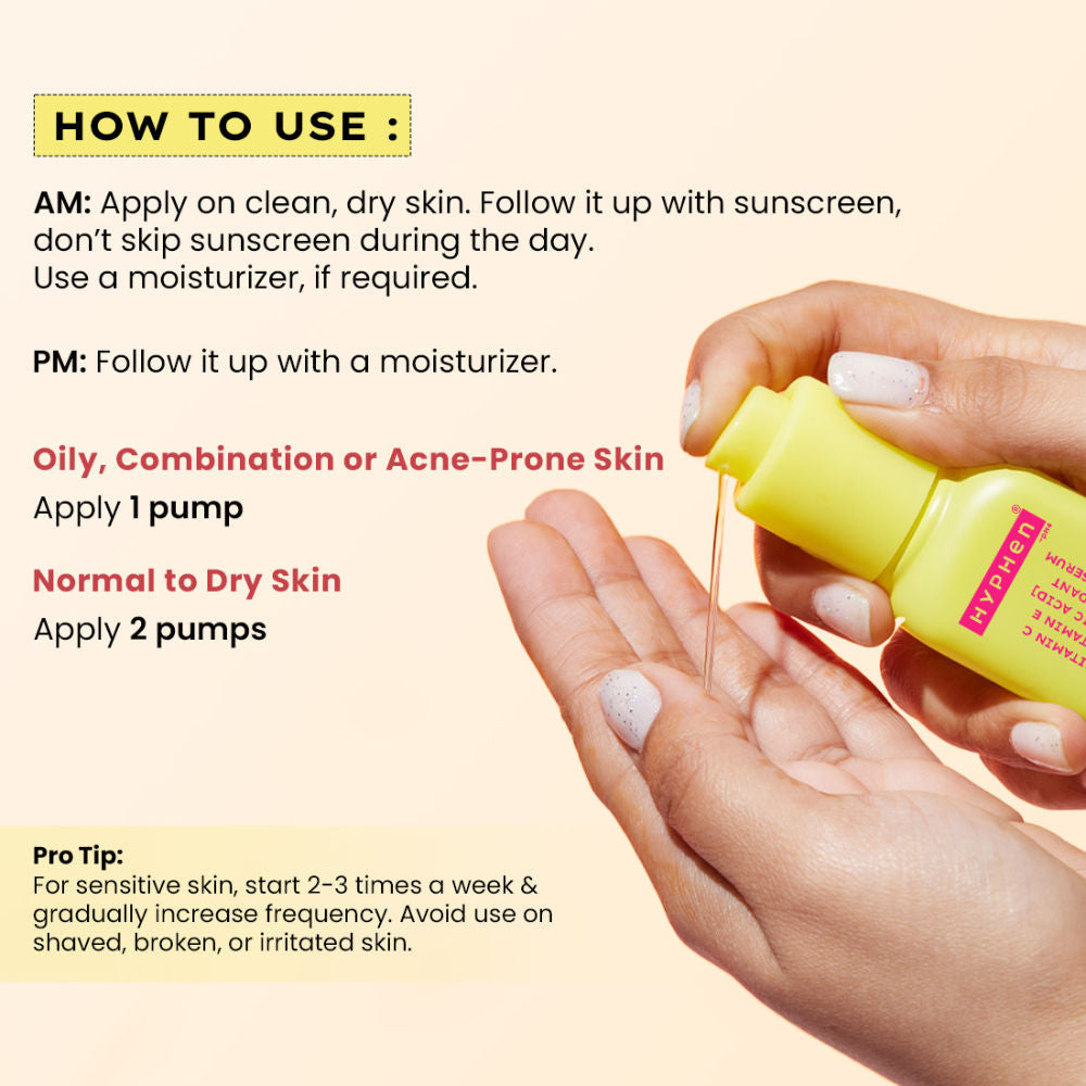 Hyphen 10% Vitamin C Serum with 1% Vitamin E & Ferulic Acid, Brightens & Fade Dark Spots