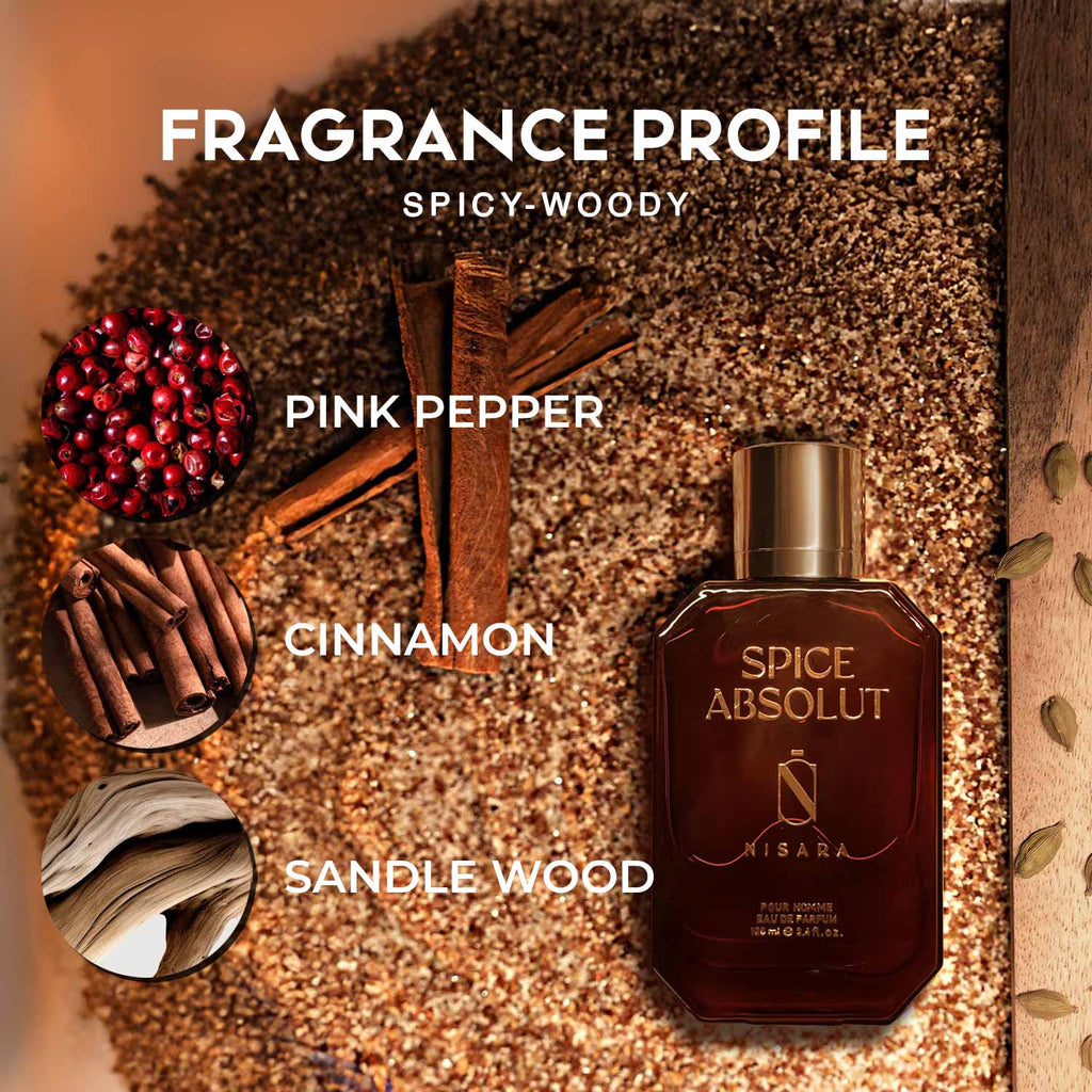 NISARA Spice Absolut - Perfume For Men,Eau De Parfum,Long Lasting Spicy Woody Fragrance