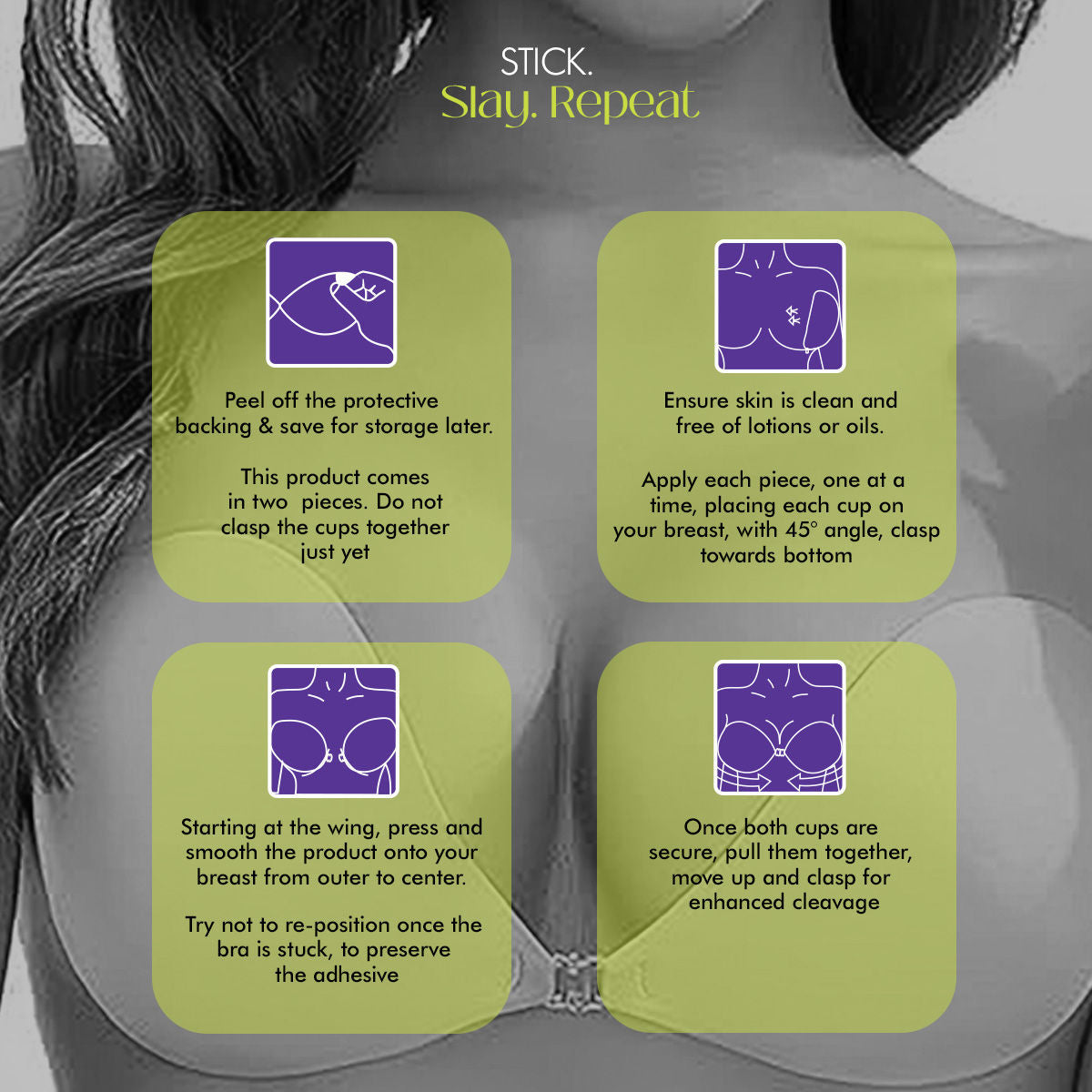 PINQ Polka Adhesive Stick-On Cleavage Bra - Reusable Invisible Strapless Bra Nude (C Cup)