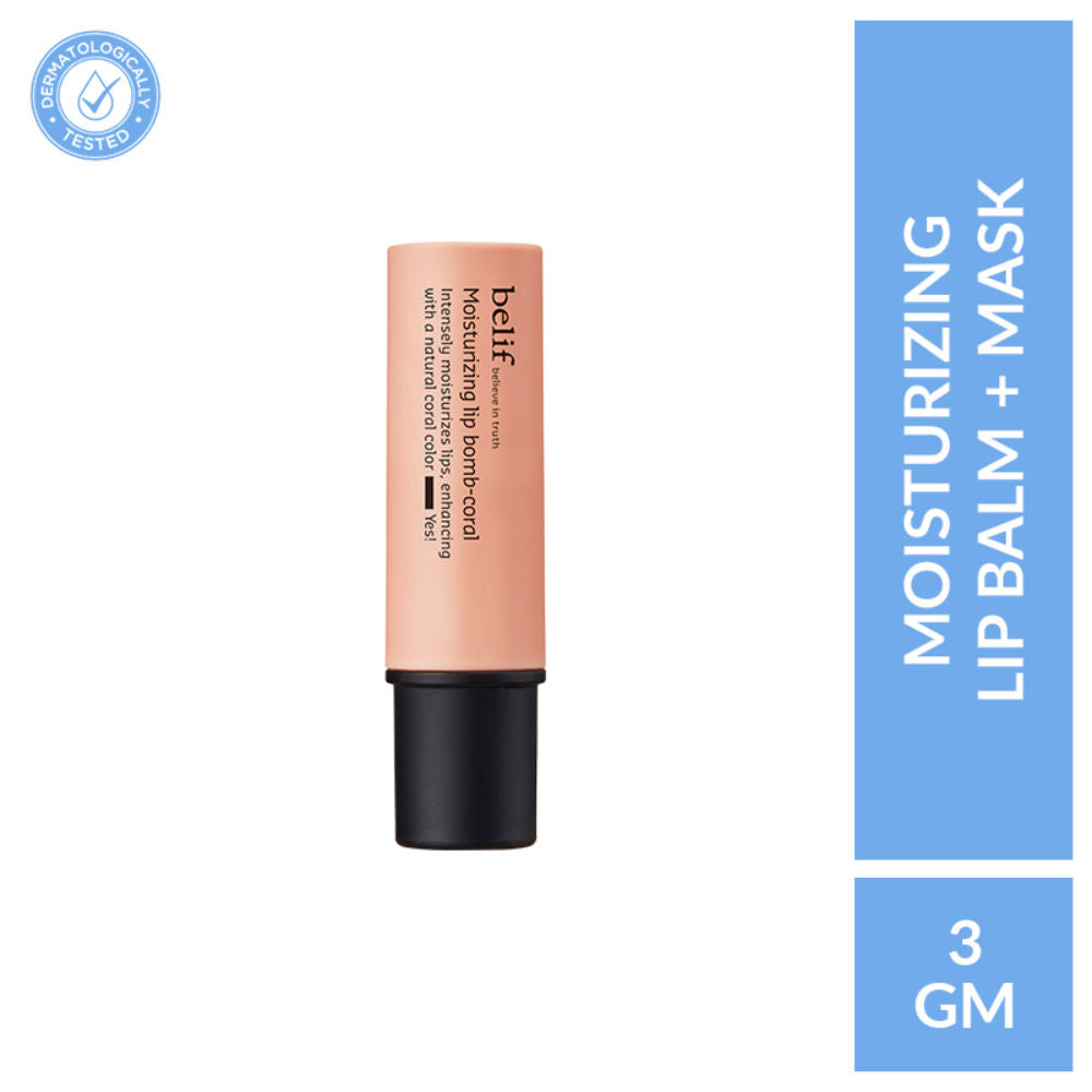 belif Moisturizing Korean Lip Bomb - Tinted Lip Mask, Lip Balm for Dry Lips with Shea Butter-Coral