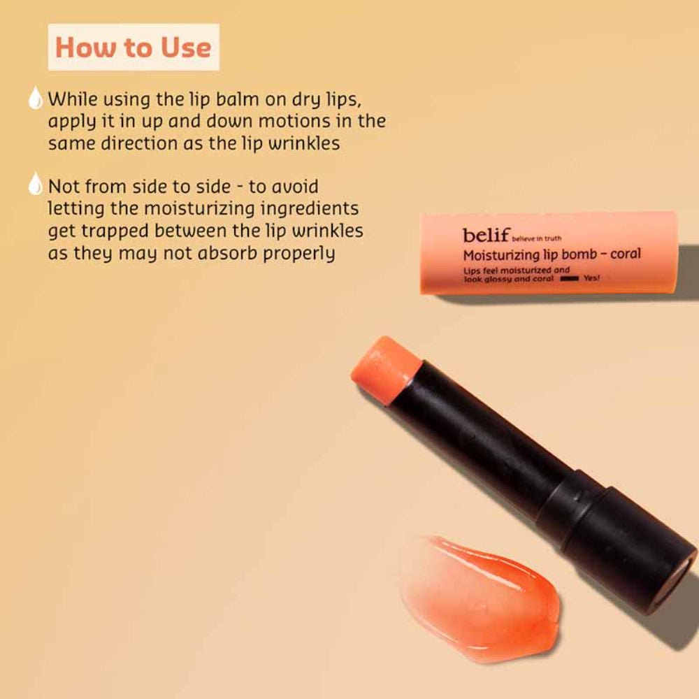 belif Moisturizing Korean Lip Bomb - Tinted Lip Mask, Lip Balm for Dry Lips with Shea Butter-Coral