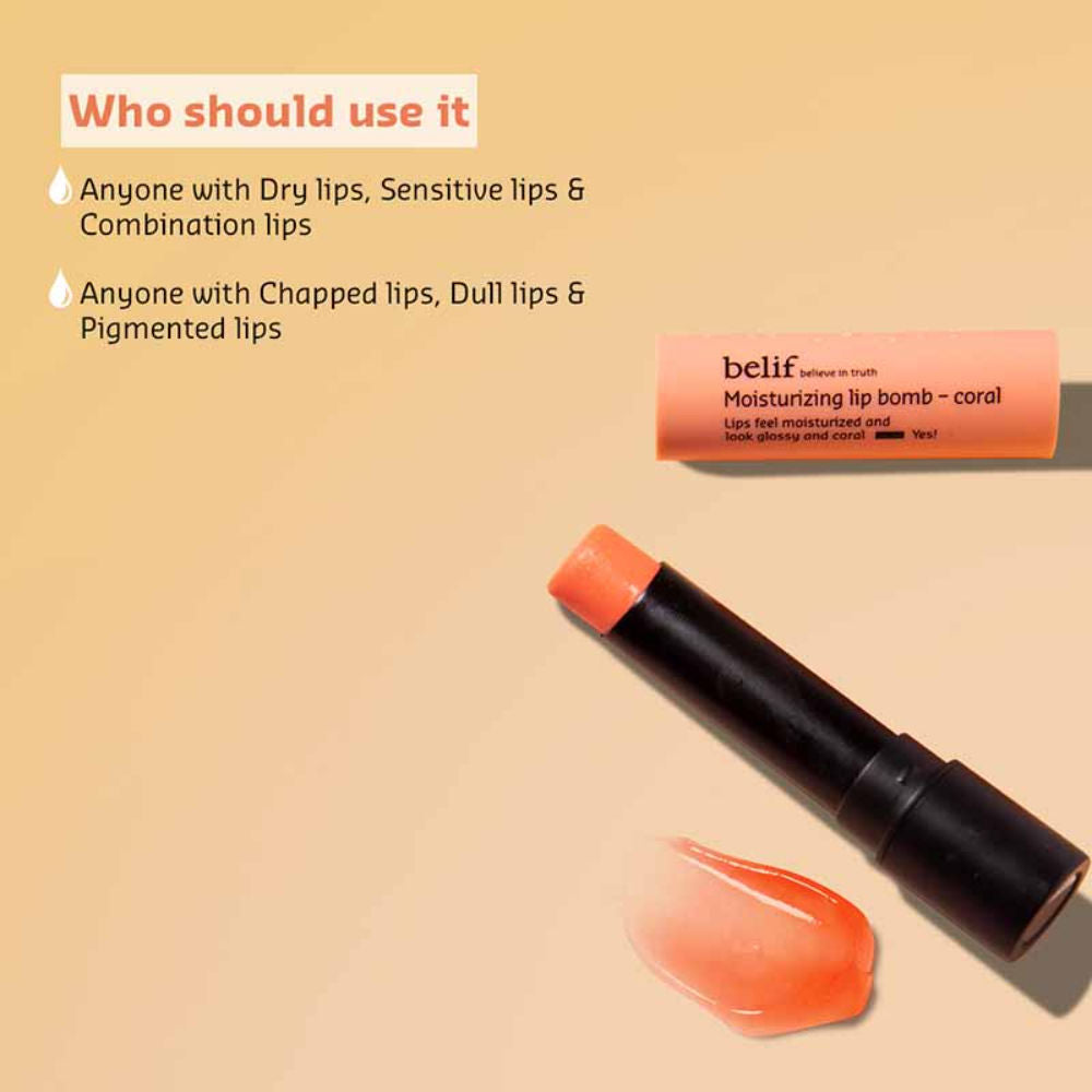 belif Moisturizing Korean Lip Bomb - Tinted Lip Mask, Lip Balm for Dry Lips with Shea Butter-Coral